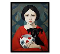 Artery8 Wall Art Print Few of my Favourite Things with Puppy & Vase Framed in Red | Size: W12" x H16" Artery8 Red W12" x H16"