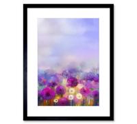 Artery8 Wall Art Print Field Of Onion Flowers Art Framed 9X7 Inch