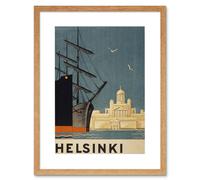 Artery8 Wall Art Print Finland Helsinki Cathedral Ships Artwork Framed 9X7 Inch in Beige | Size: W7" x H9" Artery8 Beige W7" x H9"
