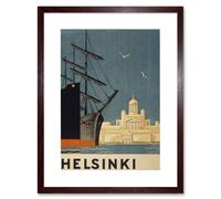 Artery8 Wall Art Print Finland Helsinki Cathedral Ships Artwork Framed 9X7 Inch in Brown | Size: W7" x H9" Artery8 Brown W7" x H9"