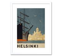 Artery8 Wall Art Print Finland Helsinki Cathedral Ships Artwork Framed 9X7 Inch in White | Size: W7" x H9" Artery8 White W7" x H9"