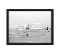 Artery8 Wall Art Print First Aeroplane Wright Flyer Brothers Old Photo Large Framed Wall Décor Art in Black | Size: W18" x H24" Artery8 Black W18" x H24"