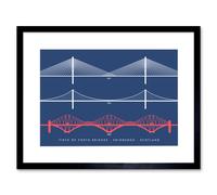 Artery8 Wall Art Print Firth Forth Bridges Edinburgh Scotland Queensferry Framed Art in Black | Size: W7" x H9" Artery8 Black W7" x H9"