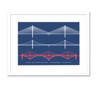Wall Art Print Firth Forth Bridges Edinburgh Scotland Queensferry Framed Art Artery8 White W7 inch x H9 inch
