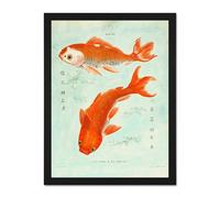 Artery8 Wall Art Print Fish Japan Koi Large Large Framed Wall Décor Art in Light Oak | Size: W18" x H24" Artery8 Light Oak W18" x H24"