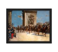 Artery8 Wall Art Print Flameng Victory Parade Arc Triomphe WWI War Painting Large Framed Wall Décor Art in Brown | Size: W18" x H24" Artery8 Brown W18" x H24"