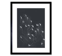 Artery8 Wall Art Print Flock of Birds Silhouette Lines Artwork Framed 9X7 Inch in Black | Size: W7" x H9" Artery8 Black W7" x H9"