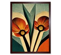 Artery8 Wall Art Print Flower Art Deco Tulips Bold Art Framed in Brown | Size: W12" x H16" Artery8 Brown W12" x H16"