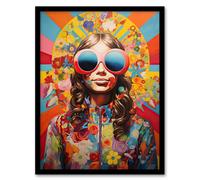 Artery8 Wall Art Print Flower Power Fanfare Florals Maximalist Bright Bold Colourful Abstract Artwork Art Framed in Black | Size: W12" x H16" Artery8 Black W12" x H16"