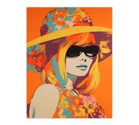 Artery8 Wall Art Print Flower Power Portrait 1960's Style Vintage Retro Silkscreen Artwork Vibrant Bold Bright Colourful Painting Poster Artery8 Multicolor W12" x H16"