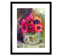Artery8 Wall Art Print Flowers Bouquet Anemones Art Framed 9x7 inch in Black | Size: W7" x H9" Artery8 Black W7" x H9"