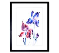 Artery8 Wall Art Print Flowers Violet Iris Art Framed 9x7 inch in Black | Size: W7" x H9" Artery8 Black W7" x H9"