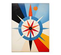 Artery8 Wall Art Print Follow the Sun Abstract Geometric Oil Painting Blue Orange Cream Compass Star Hilma af Klint Style Poster | Size: W12" x H16" Artery8 Multicolor W12" x H16"