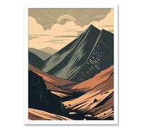 Artery8 Wall Art Print Follow the Trail to the Top Mountain Landscape Art Framed in White | Size: W12" x H16" Artery8 White W12" x H16"