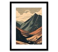 Artery8 Wall Art Print Follow the Trail to the Top Mountain Landscape Artwork Framed 9X7 Inch in Black | Size: W7" x H9" Artery8 Black W7" x H9"