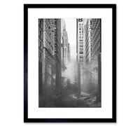 Artery8 Wall Art Print Forest City Urban Skyscrapers Trees Combined Photograph Framed Art in Black | Size: W7" x H9" Artery8 Black W7" x H9"