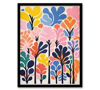 Artery8 Wall Art Print Forest Delight Bright Pastel Colour Oil Painting Pink Orange Blue Henri Matisse Style Trees Artwork Framed | Size: W12" x H16" Artery8 Multicolor W12" x H16"