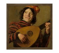 Artery8 Wall Art Print Frans Hals The Lute Player Painting Square Framed Picture 16X16 Inch in Brown | Size: W16" x H16" Artery8 Brown W16" x H16"