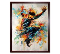 Artery8 Wall Art Print Freestyle Dancing Street Dance Vibrant Paint Splat Art Framed in Brown | Size: W12" x H16" Artery8 Brown W12" x H16"