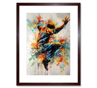 Artery8 Wall Art Print Freestyle Dancing Street Dance Vibrant Paint Splat Artwork Framed 9X7 Inch in Brown | Size: W7" x H9" Artery8 Brown W7" x H9"