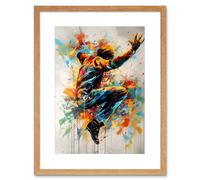 Artery8 Wall Art Print Freestyle Dancing Street Dance Vibrant Paint Splat Artwork Framed 9X7 Inch in Beige | Size: W7" x H9" Artery8 Beige W7" x H9"