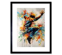 Artery8 Wall Art Print Freestyle Dancing Street Dance Vibrant Paint Splat Artwork Framed 9X7 Inch in Black | Size: W7" x H9" Artery8 Black W7" x H9"