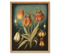 Artery8 Wall Art Print Fritillaria Flower Plant Ernst Haeckel Inspired Plant Study Modern Watercolour Painting Art Framed | Size: W12" x H16" Artery8 Light Oak W12" x H16"