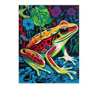 Wall Art Print Frog In A Pond Vibrant Bathroom Painting Animal Portrait With Bold Colours Poster Artery8 Multi W24 inch x H32 inch