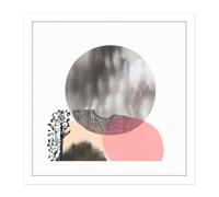 Artery8 Wall Art Print Full Moon Boho Abstract Landscape Square Framed Picture 16X16 Inch in White | Size: W16" x H16" Artery8 White W16" x H16"