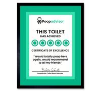 Artery8 Wall Art Print Funny Bathroom Five Stars Poop Advisor Toilet Sign Bathroom Decor Art Framed in Black | Size: W12" x H16" Artery8 Black W12" x H16"
