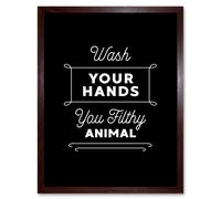Artery8 Wall Art Print Funny Bathroom Wash Your Hands You Filthy Animal Toilet Sign Bathroom Decor Art Framed in Brown | Size: W12" x H16" Artery8 Brown W12" x H16"