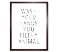 Artery8 Wall Art Print Funny Toilet Wash Your Hands You Filthy Animal Sign Bathroom Decor Art Framed in Brown | Size: W12" x H16" Artery8 Brown W12" x H16"