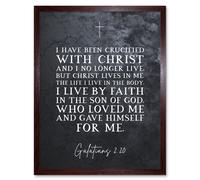 Artery8 Wall Art Print Galatians 2:20 Christ Lives in Me I live By Faith in the Son Of God Christian Bible Verse Quote Scripture Typography Art Artery8 Brown W12" x H16"