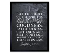 Artery8 Wall Art Print Galatians 5:22-23 The Fruit of the Spirit is Love Joy Peace Christian Bible Verse Quote Scripture Typography Art Framed Artery8 Grey W12" x H16"
