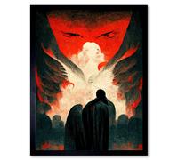 Artery8 Framed Wall Art Gates Of Hell Devil Evil - 12X16 Inch