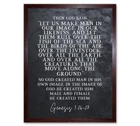 Artery8 Wall Art Print Genesis 1:26-27 Let Us Make Man In Our Image Christian Bible Verse Quote Scripture Typography Art Framed | Size: W12" x H16" Artery8 Brown W12" x H16"