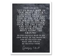 Artery8 Wall Art Print Genesis 1:26-27 Let Us Make Man In Our Image Christian Bible Verse Quote Scripture Typography Art Framed | Size: W12" x H16" Artery8 White W12" x H16"