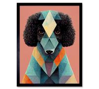 Artery8 Wall Art Print Geometric Poodle Dog Boho Abstract Fun Pastel Art Framed in Black | Size: W12" x H16" Artery8 Black W12" x H16"