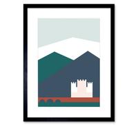 Artery8 Wall Art Print Geometric Shapes Scotland Eilean Donan Castle Kyle Lochalsh Framed Art in Black | Size: W7" x H9" Artery8 Black W7" x H9"