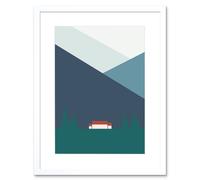 Artery8 Wall Art Print Geometric Shapes Scottish Highland Croft Home Scotland Framed Art in White | Size: W7" x H9" Artery8 White W7" x H9"