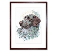 Artery8 Wall Art Print German Wirehead Pointer Dog Nature Spirit Animal Modern Multicoloured Artwork Framed 9X7 Inch in Brown | Size: W7" x H9" Artery8 Brown W7" x H9"