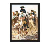 Artery8 Wall Art Print Gerome Napoleon Bonaparte Camel Egypt Painting Large Framed Wall Décor Art in Light Oak | Size: W18" x H24" Artery8 Light Oak W18" x H24"