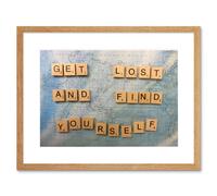 Artery8 Wall Art Print Get Lost Find Yourself Travel Scrabble Framed in Beige | Size: W7" x H9" Artery8 Beige W7" x H9"