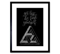 Artery8 Wall Art Print Get Lost Find Yourself Triangle Geometric Framed in Black | Size: W7" x H9" Artery8 Black W7" x H9"