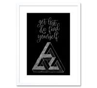 Artery8 Wall Art Print Get Lost Find Yourself Triangle Geometric Framed in White | Size: W7" x H9" Artery8 White W7" x H9"