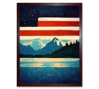 Artery8 Wall Art Print Glacier National Park American Flag Design Iconic Art Framed in Brown | Size: W12" x H16" Artery8 Brown W12" x H16"