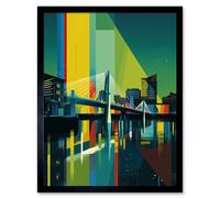 Artery8 Wall Art Print Glasgow Bells Bridge Modern Geometric Cityscape Art Framed in Black | Size: W12" x H16" Artery8 Black W12" x H16"