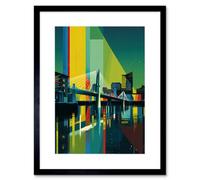 Artery8 Wall Art Print Glasgow Bells Bridge Modern Geometric Cityscape Artwork Framed 9X7 Inch