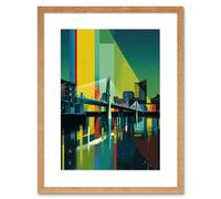 Artery8 Wall Art Print Glasgow Bells Bridge Modern Geometric Cityscape Artwork Framed 9X7 Inch in Beige | Size: W7" x H9" Artery8 Beige W7" x H9"