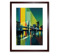 Artery8 Wall Art Print Glasgow Bells Bridge Modern Geometric Cityscape Artwork Framed 9X7 Inch in Brown | Size: W7" x H9" Artery8 Brown W7" x H9"